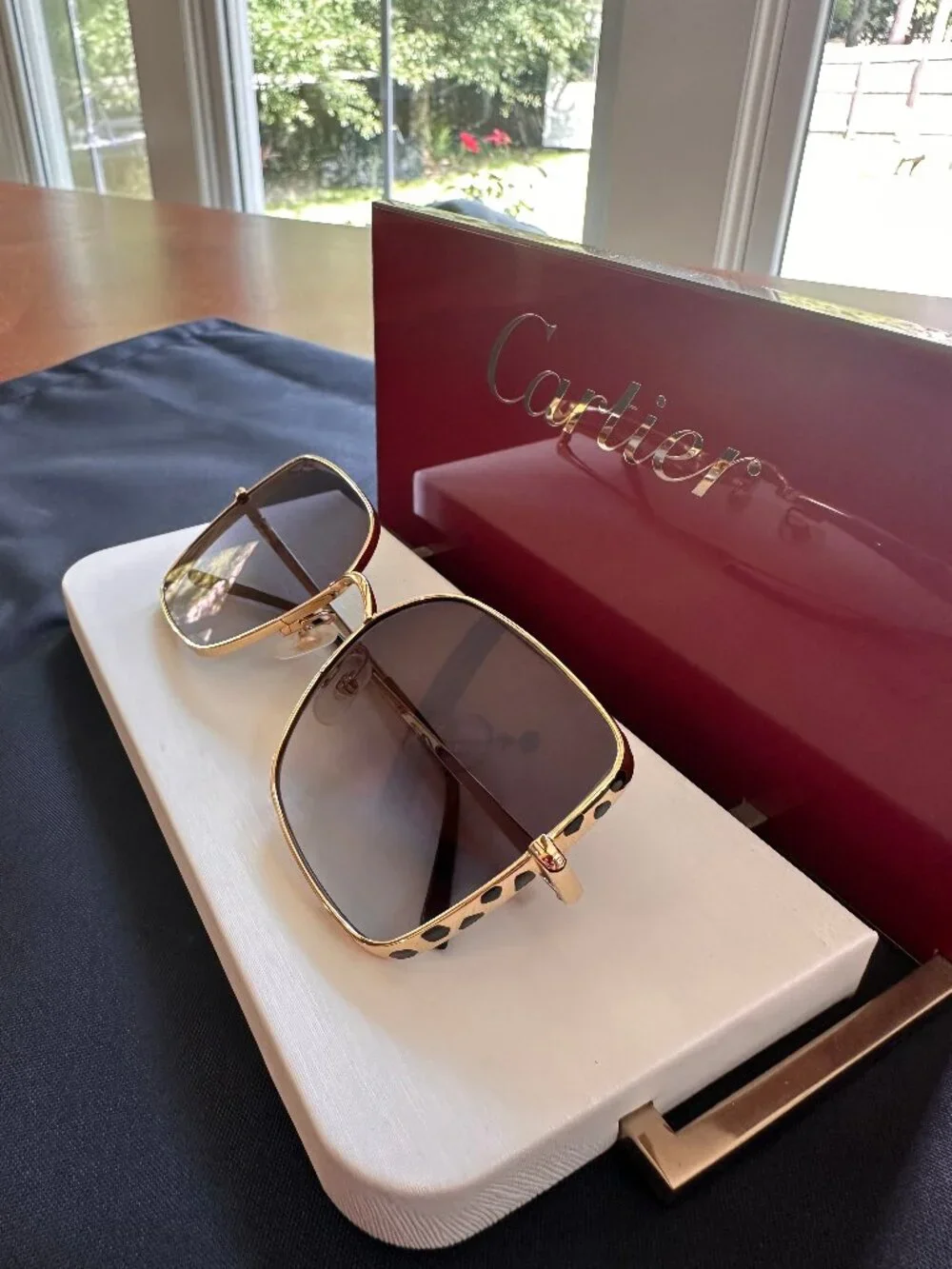 NEW Cartier CT0299S Panthére Gold Oversized Square Sunglasses Luxury Designer